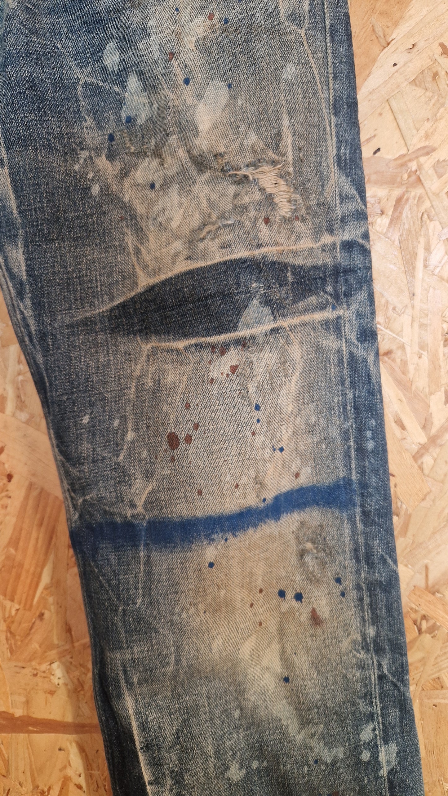 Diesel Larkee Jeans Sample - Unique Distressing & Details Waist Size 32 Leg Length 32