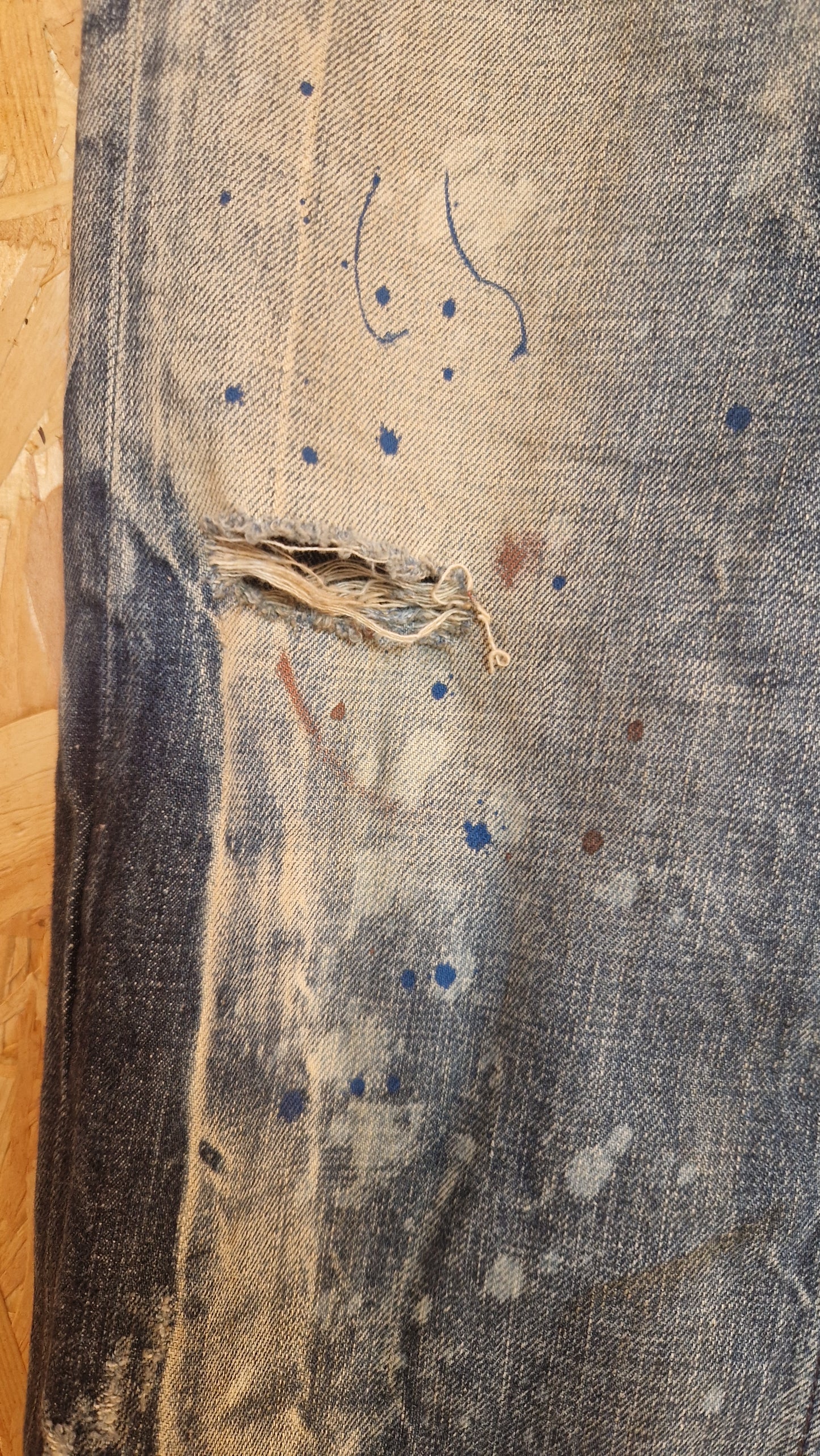 Diesel Larkee Jeans Sample - Unique Distressing & Details Waist Size 32 Leg Length 32