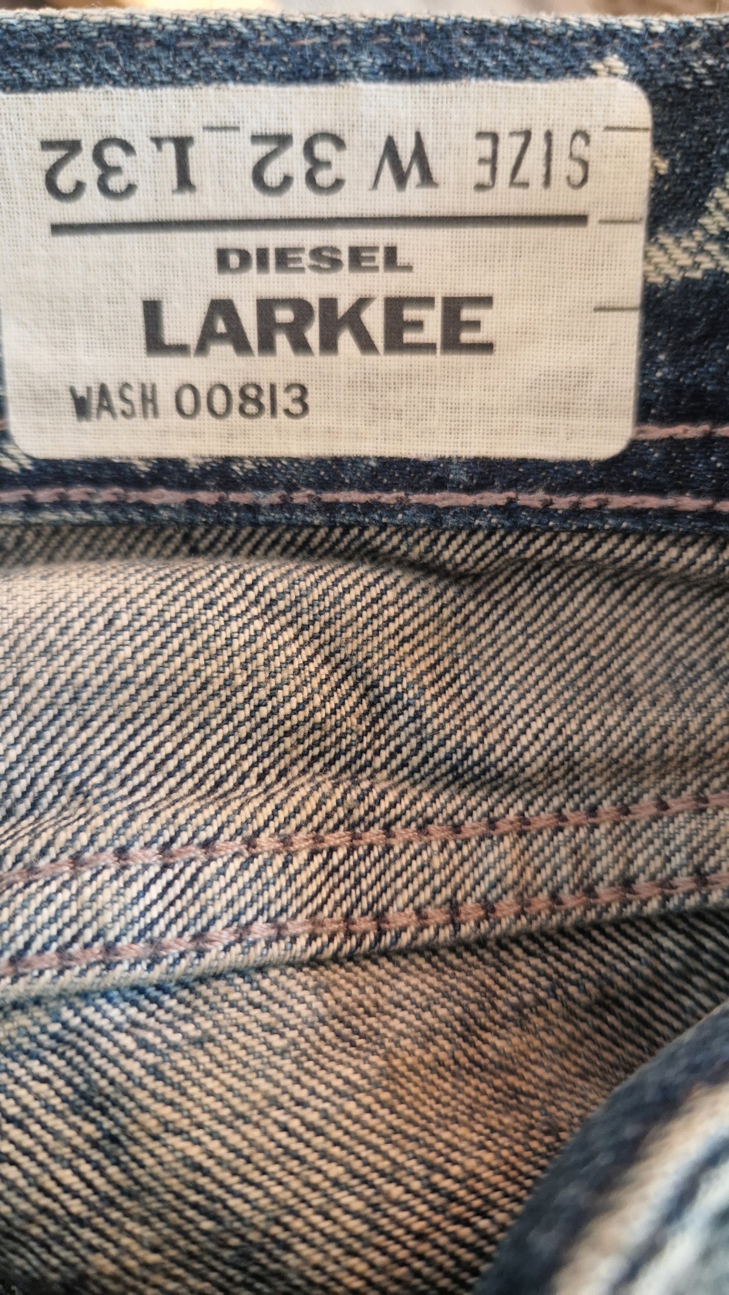 Diesel Larkee Jeans Sample - Unique Distressing & Details Waist Size 32 Leg Length 32
