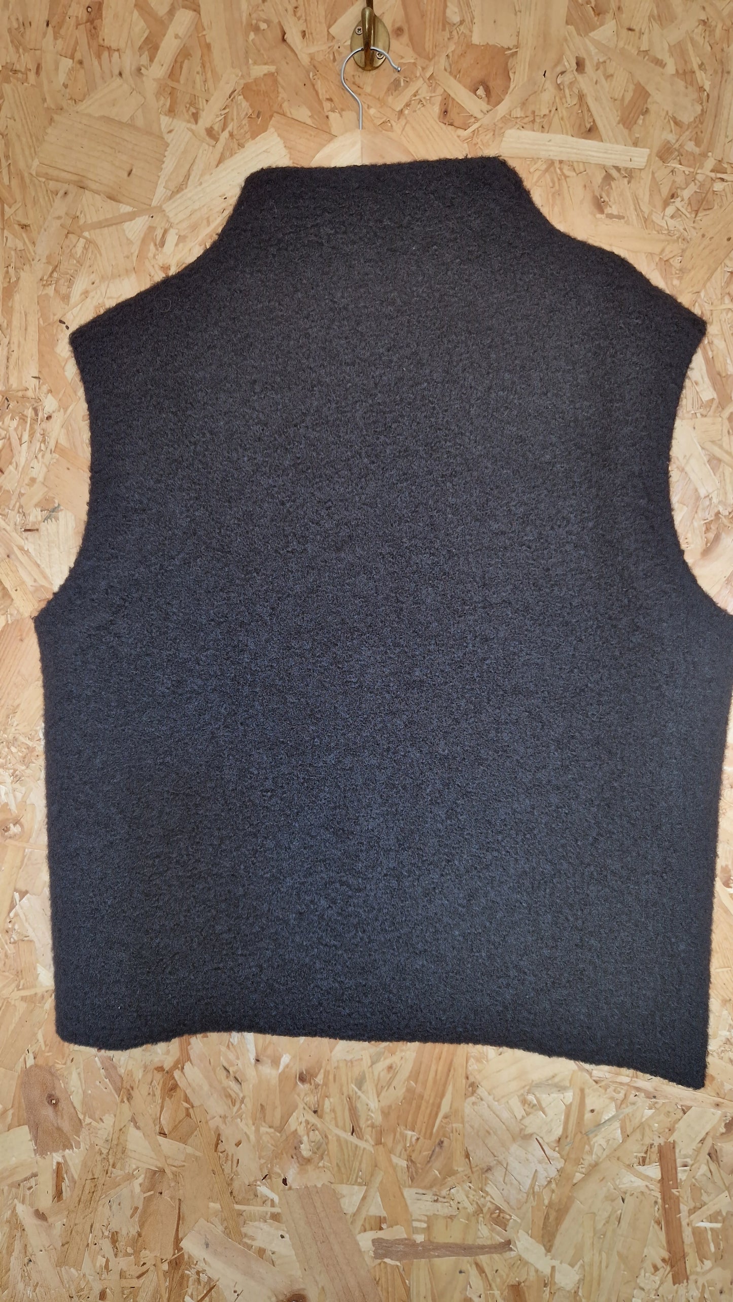 Preloved Zara Sleeveless Funnel Neck Boucle Jumper with Split Details Size Large