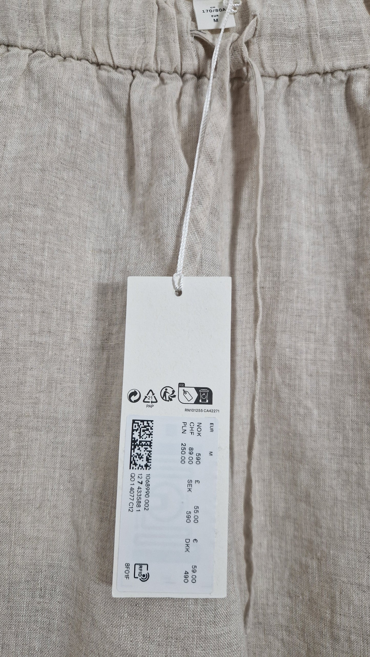 Brand New Arket Linen Drawstring Trousers Size Medium
