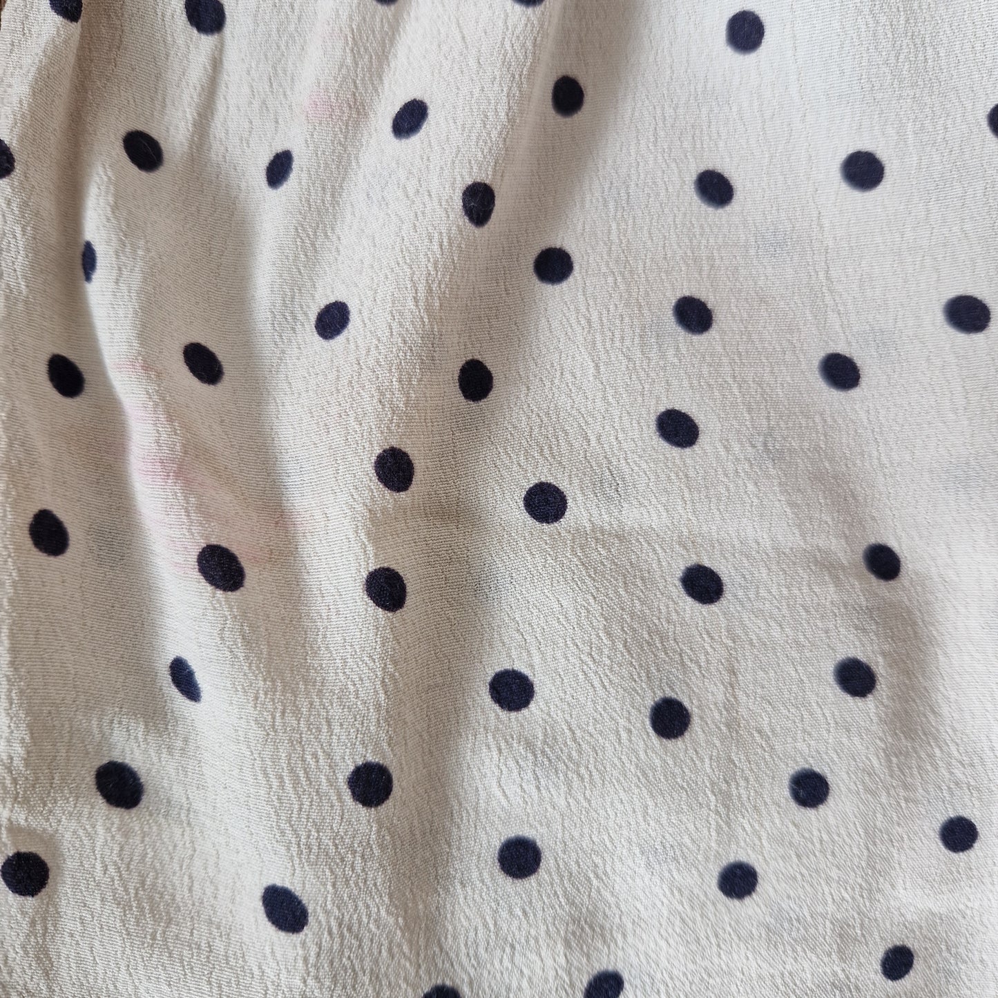 Preloved M&S Long Sleeve Polka Dot Printed Dress with High Neck Size 10