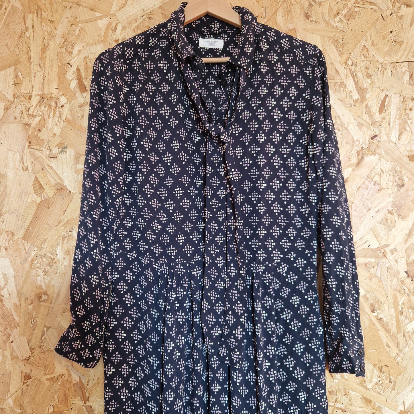 Preloved Toast Long Sleeve Dot Printed Shirtdress Size 8