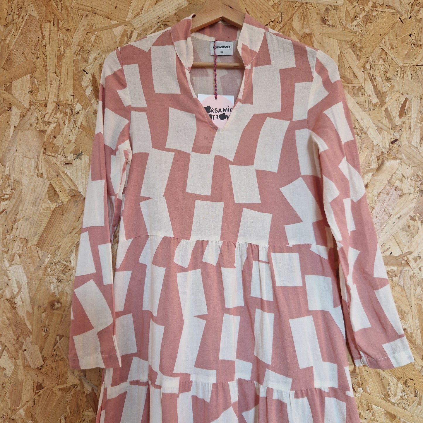 Brand New Bobo Choses Long Sleeve Geo Print Dress with Panelled Skirt Size XSmall