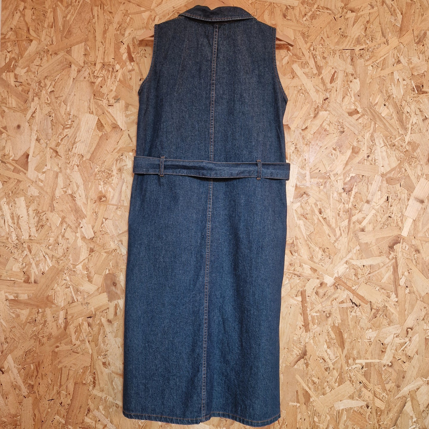Preloved Mango Sleeveless Denim Button Through Belted Dress Size Small