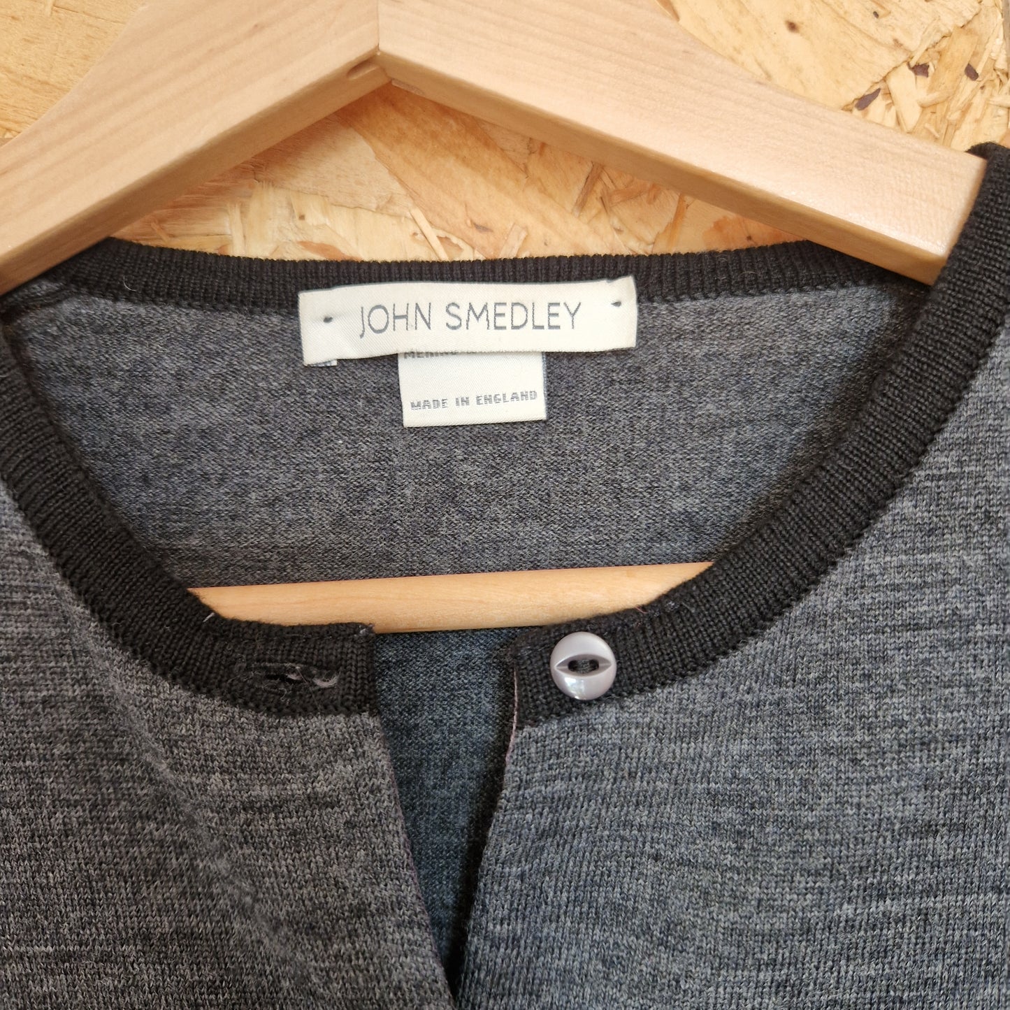 Preloved John Smedley Contrast Trim Extra Fine Merino Wool Cardigan Size Medium