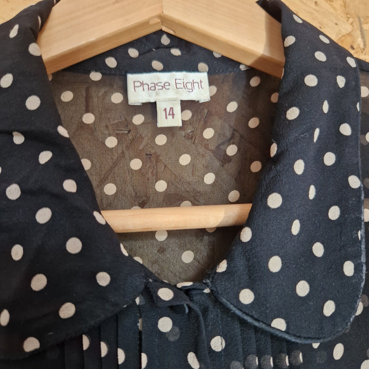 Preloved Phase Eight Polka Dot Chiffon Blouse Size 14