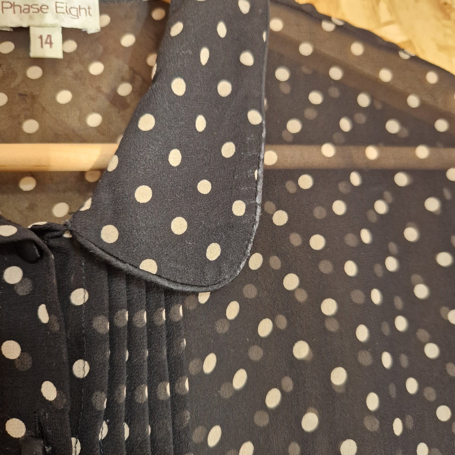 Preloved Phase Eight Polka Dot Chiffon Blouse Size 14
