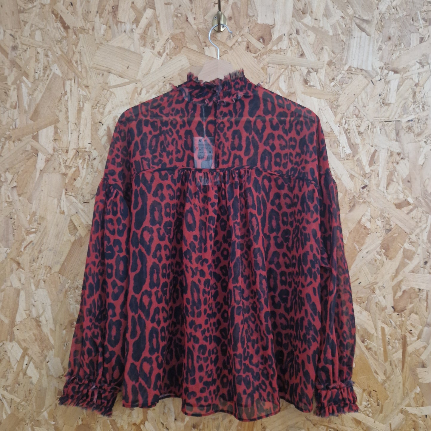 Brand New Zara Leopard Print Chiffon Top XL