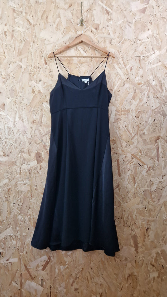 Preloved Whistles Strappy Black Maxi Dress With Satin Panels Size 16