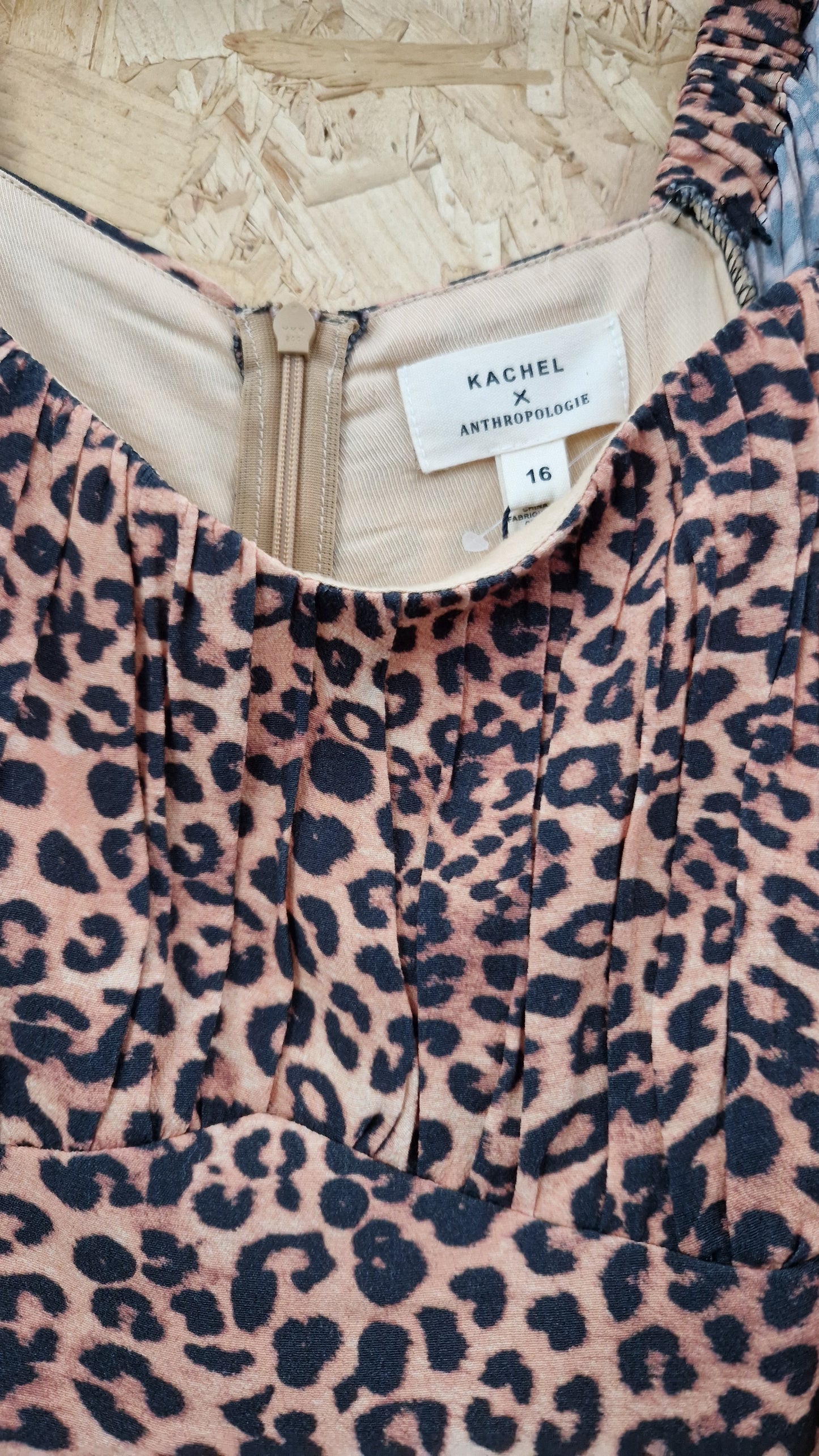 Preloved Kachel x Anthroplogie Leopard Print Short Sleeve Dress Size 18
