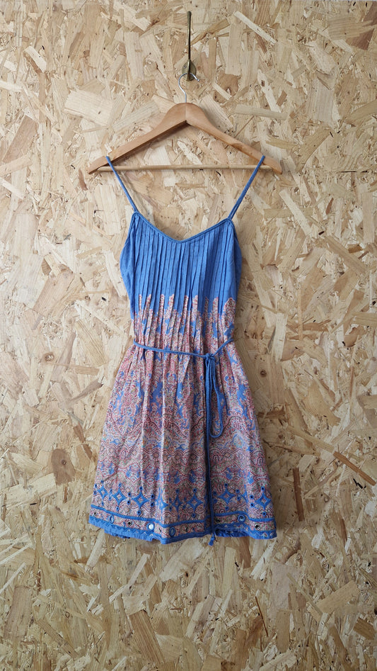 Preloved Kate Moss x Topshop Strappy Pintuck Printed Sun Top Size Small