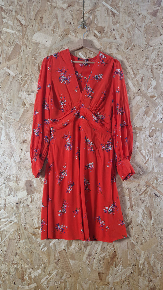 Preloved M&S Long Sleeve Floral Printed Tea Dress Size 12