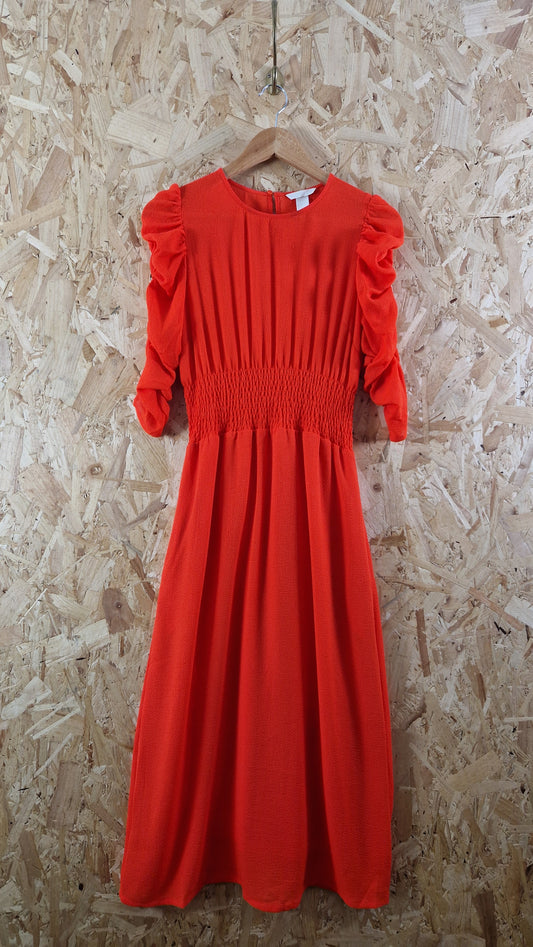 Preloved H&M Ruched Sleeve Dress with Shirring Panel Size 10