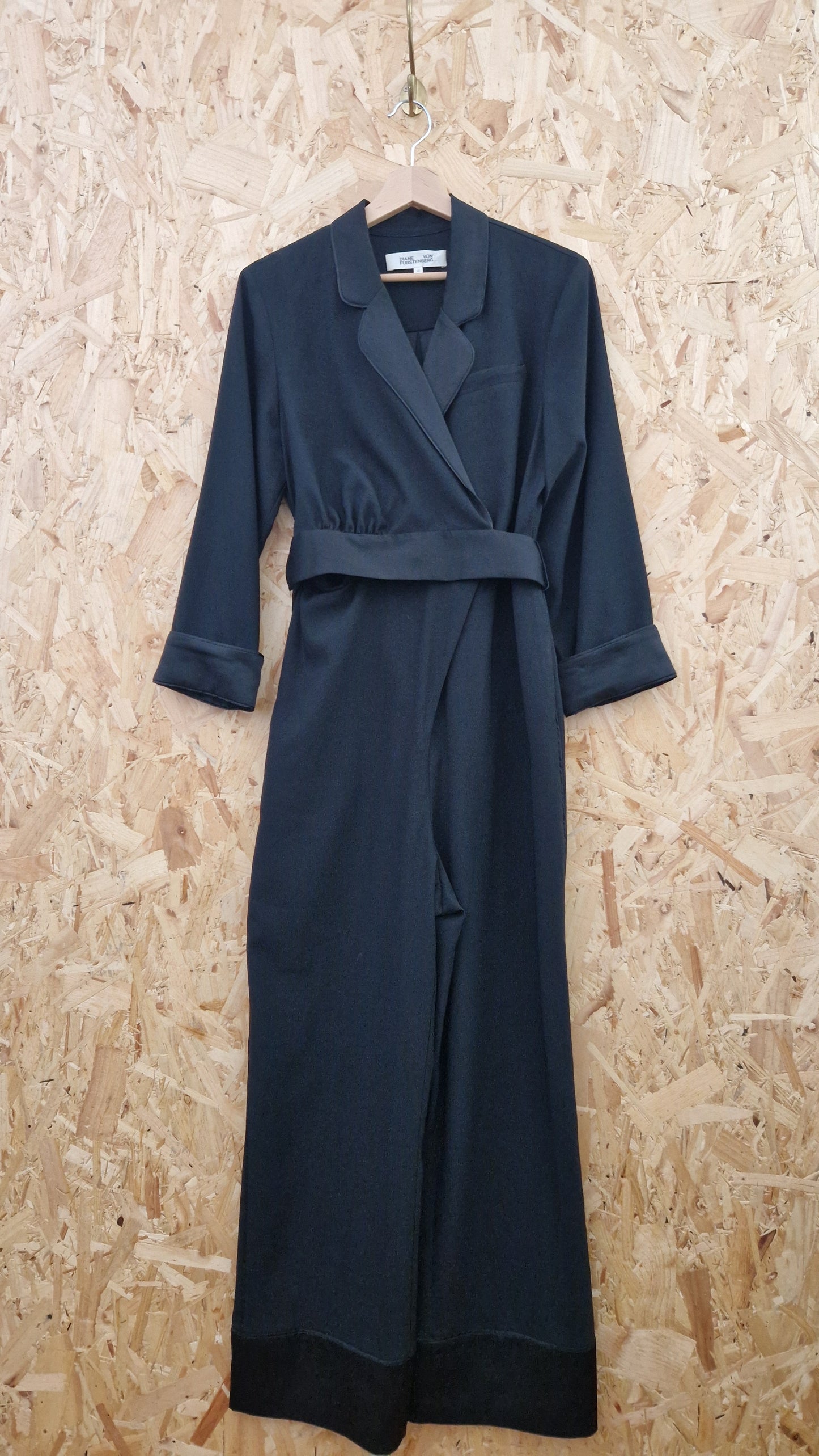 Preloved Diane Von Furstenburg 'Tux Style' Jumpsuit Size 10