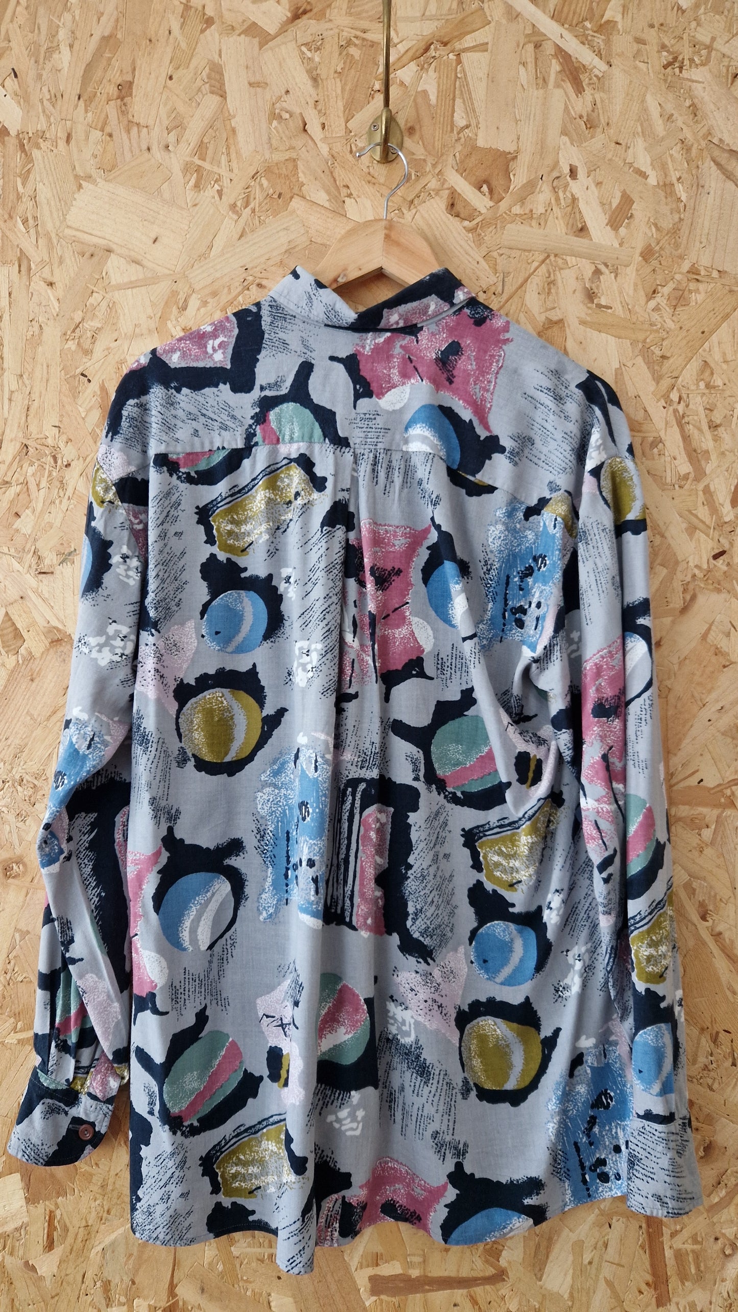 Preloved Concord Long Sleeve 80s Printed Viscose Blouse Size Medium