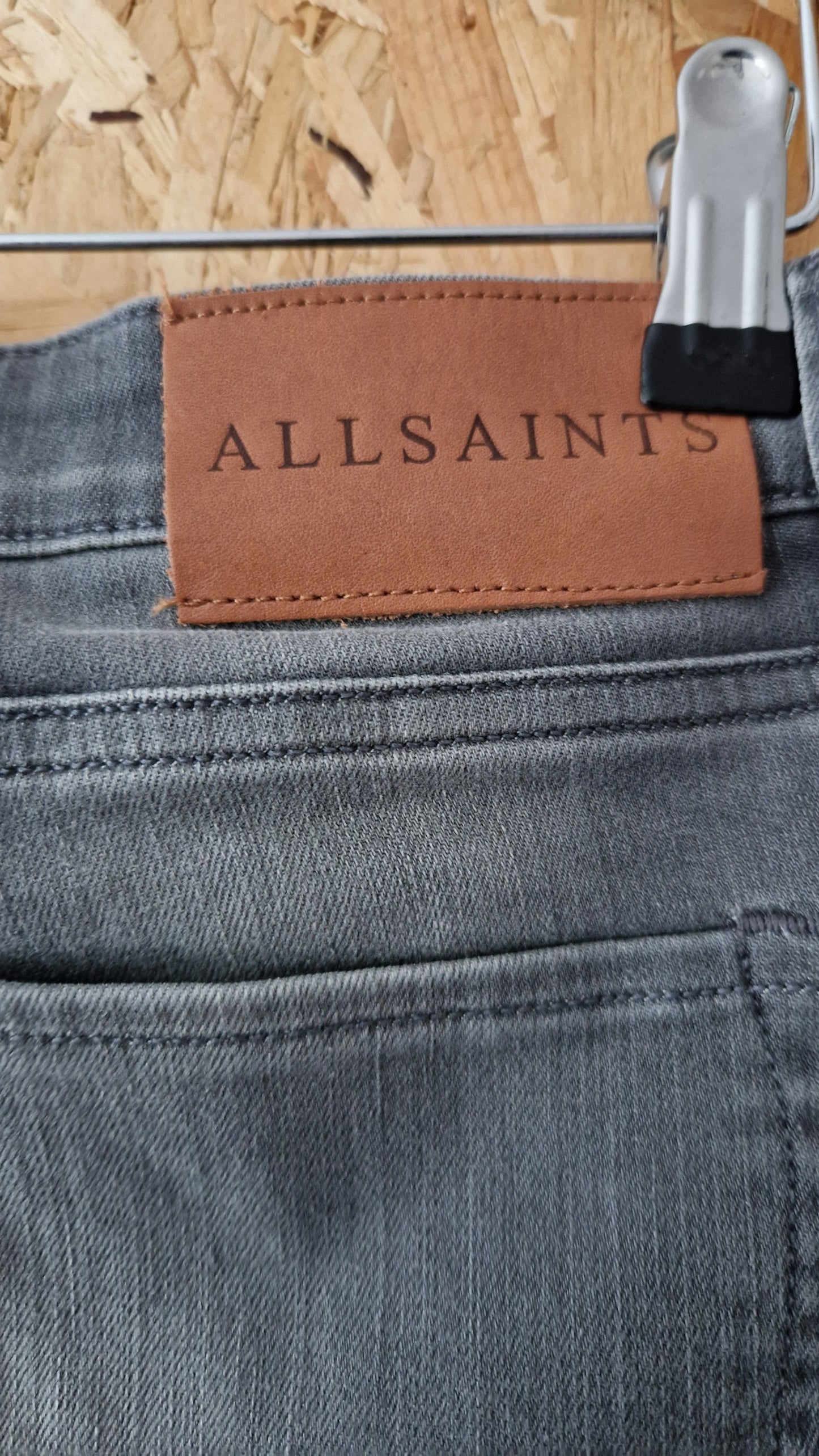 Preloved All Saints 'Mast' Low Rise Skinny Fit Grey Denim Jeans Waist 30