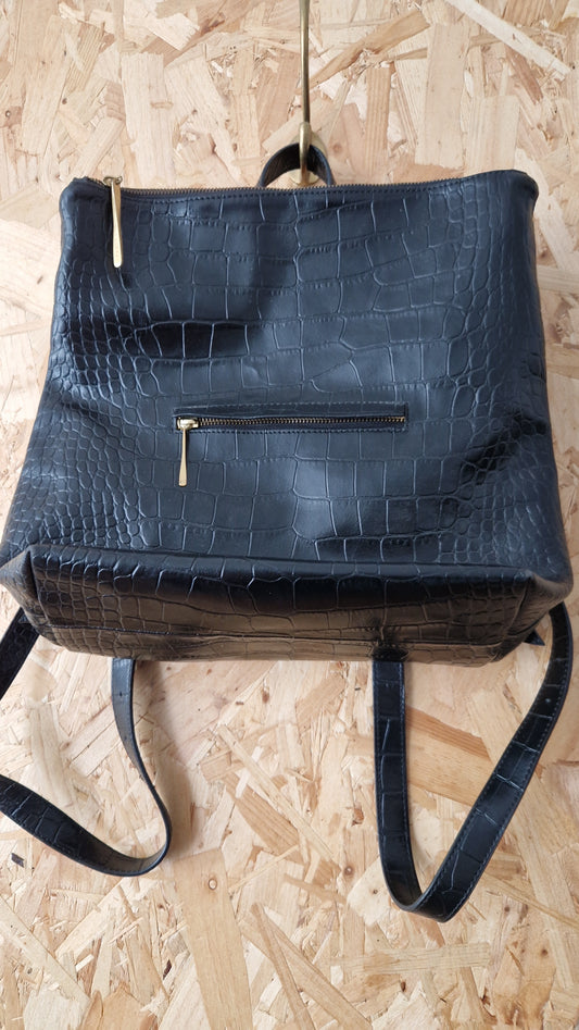 Preloved Jigsaw Croc Pattern Leather Mini Rucksack