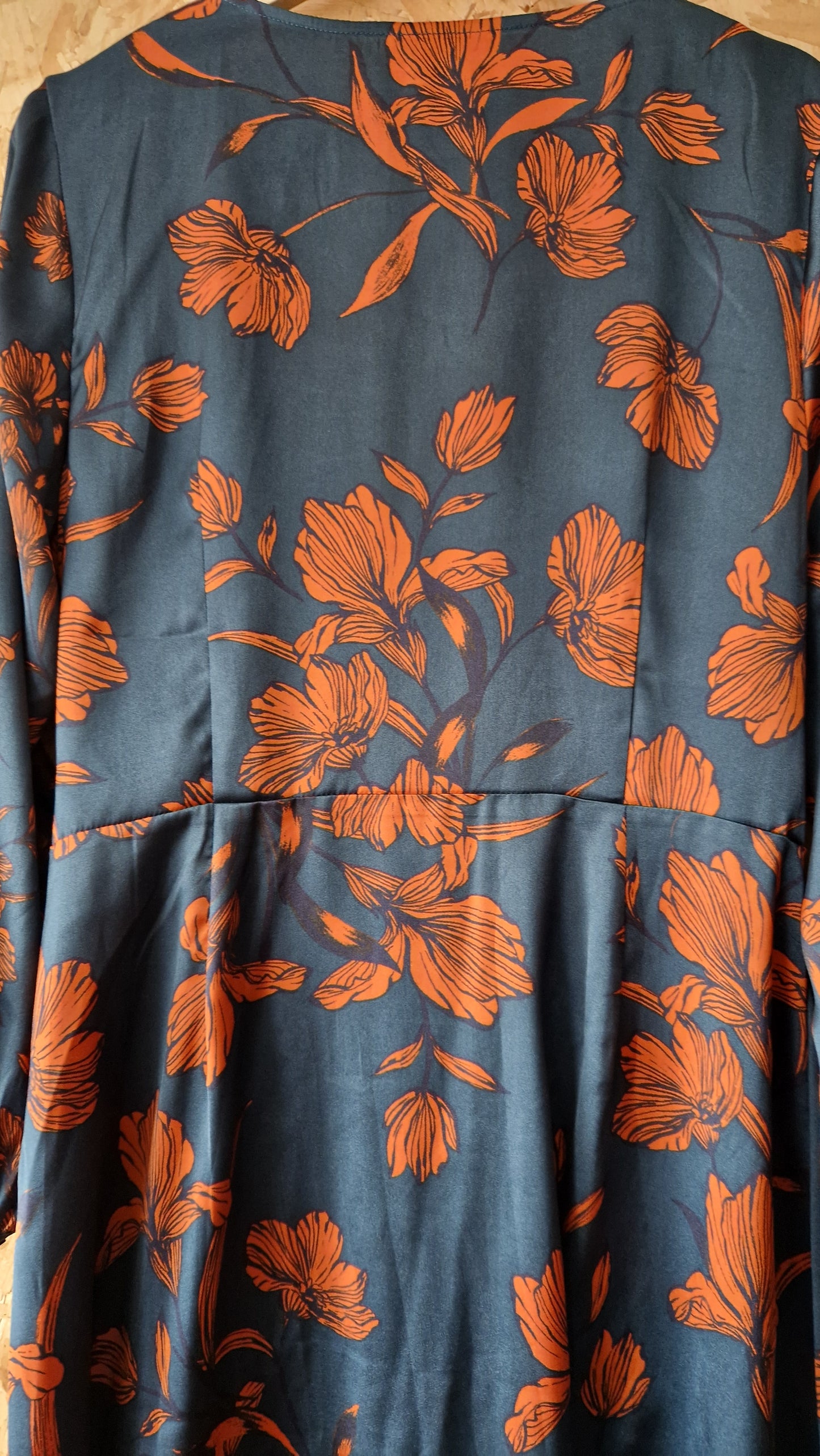 Preloved Monsoon Floral Satin Wrap Dress Size 16