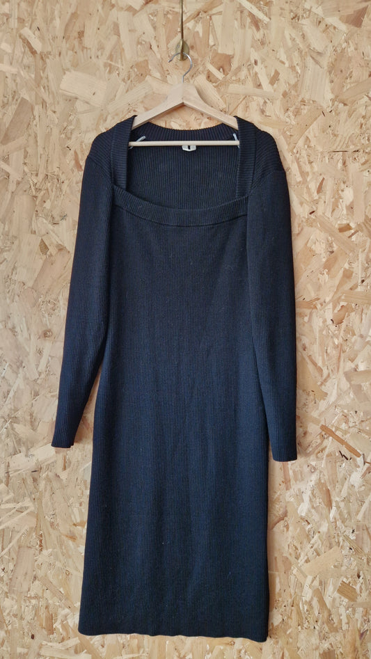 Preloved Arket Long Sleeve Rib Knit Square Neck Dress Size Large