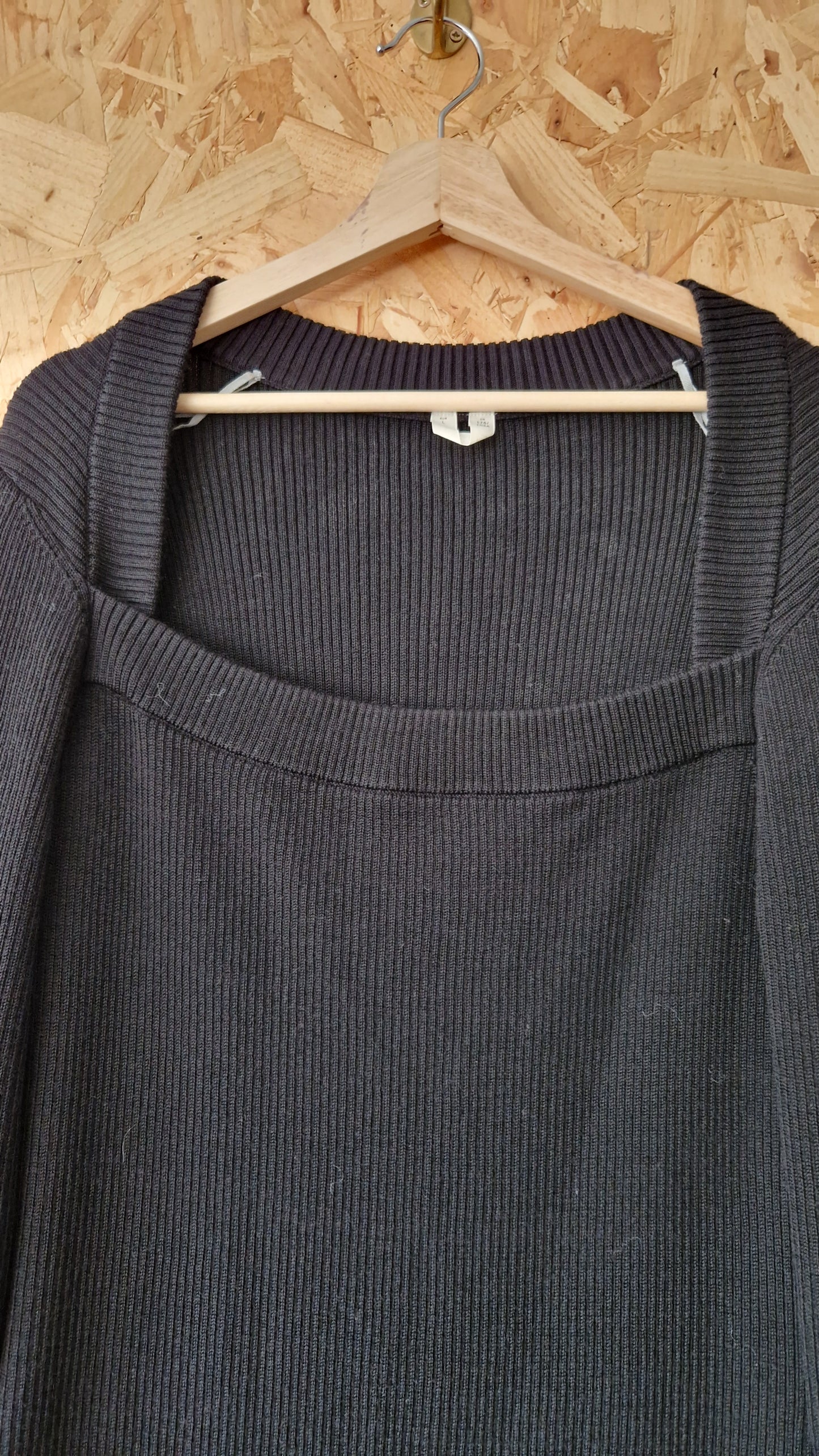 Preloved Arket Long Sleeve Rib Knit Square Neck Dress Size Large