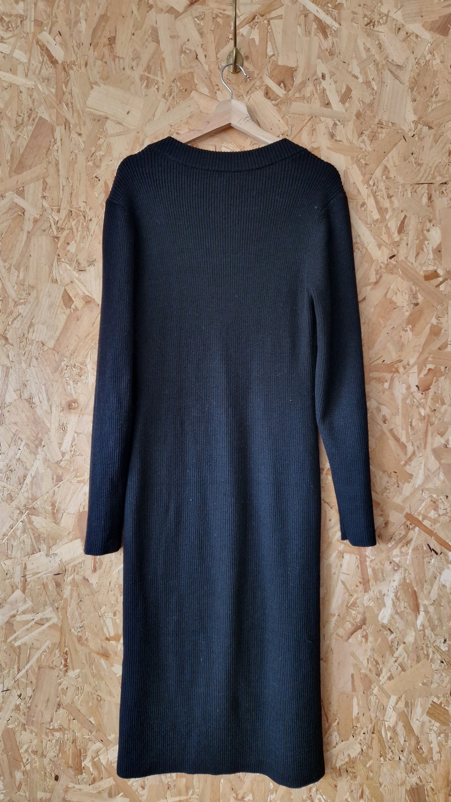 Preloved Arket Long Sleeve Rib Knit Square Neck Dress Size Large