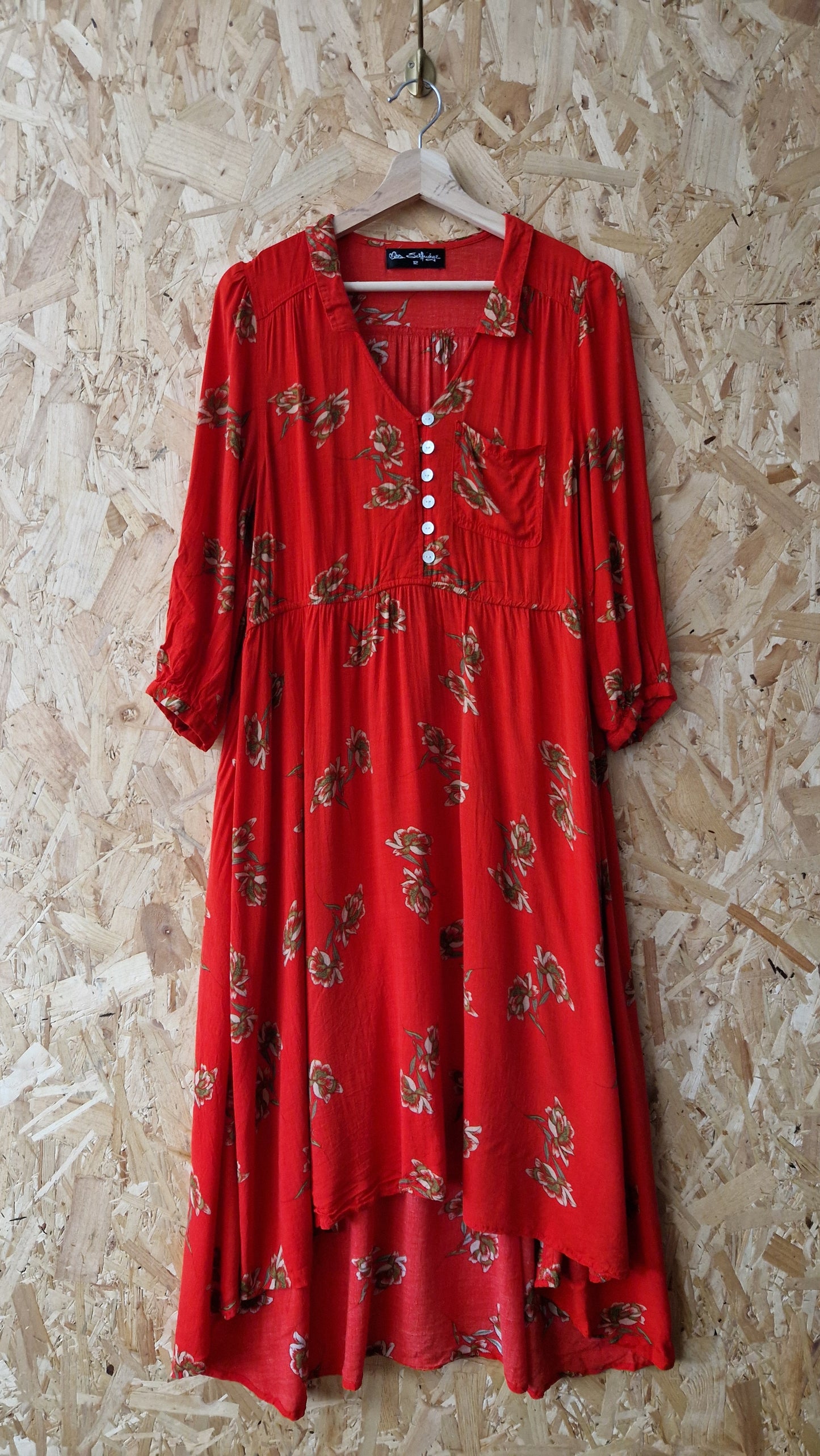 Preloved Miss Selfridge Floral Printed Three Quarter Sleeve Shirtdress Size 12