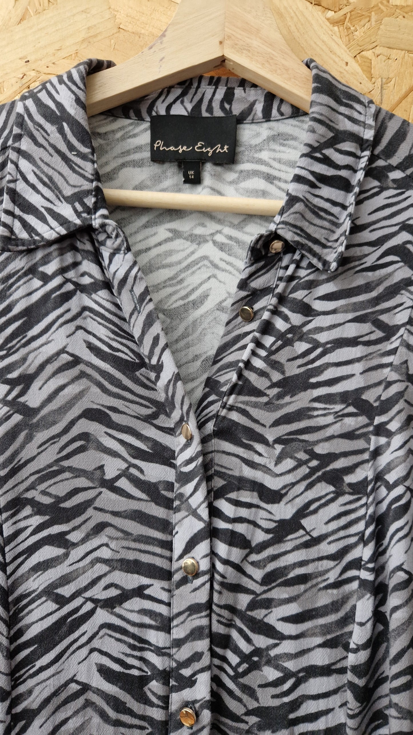 Preloved Phase Eight Long Sleeve Animal Print Shirtdress Size 14