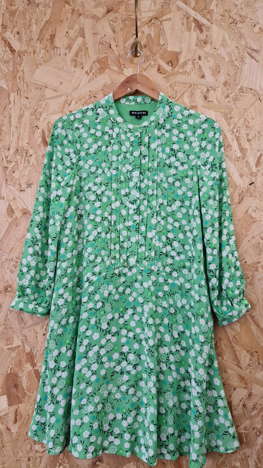 Preloved Whistles Printed Dropped Waist Floral Dress Size 10