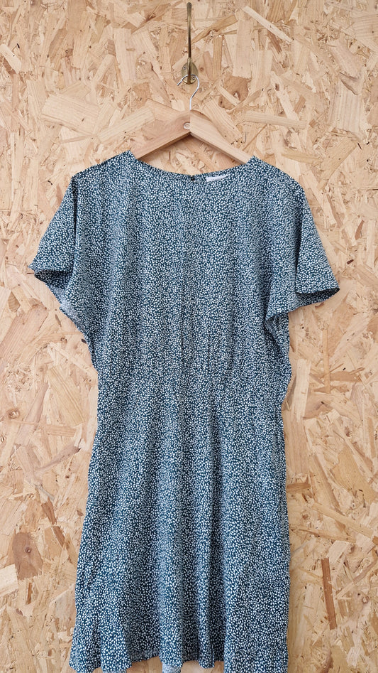 Preloved & Other Stories Short Sleeve Floral Short Dress with Elasticated Waist Size 12 Eu Size 40