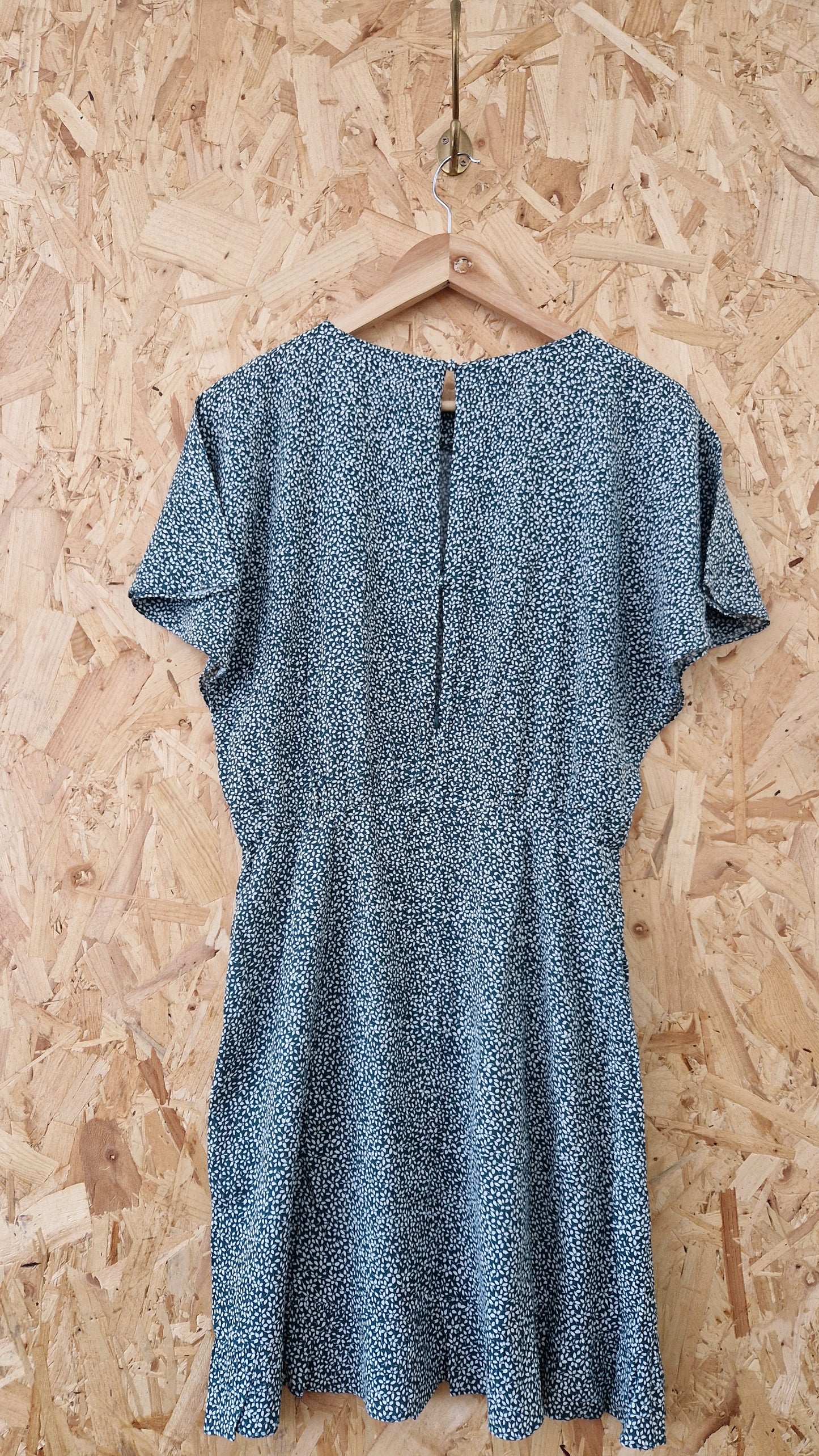 Preloved & Other Stories Short Sleeve Floral Short Dress with Elasticated Waist Size 12 Eu Size 40