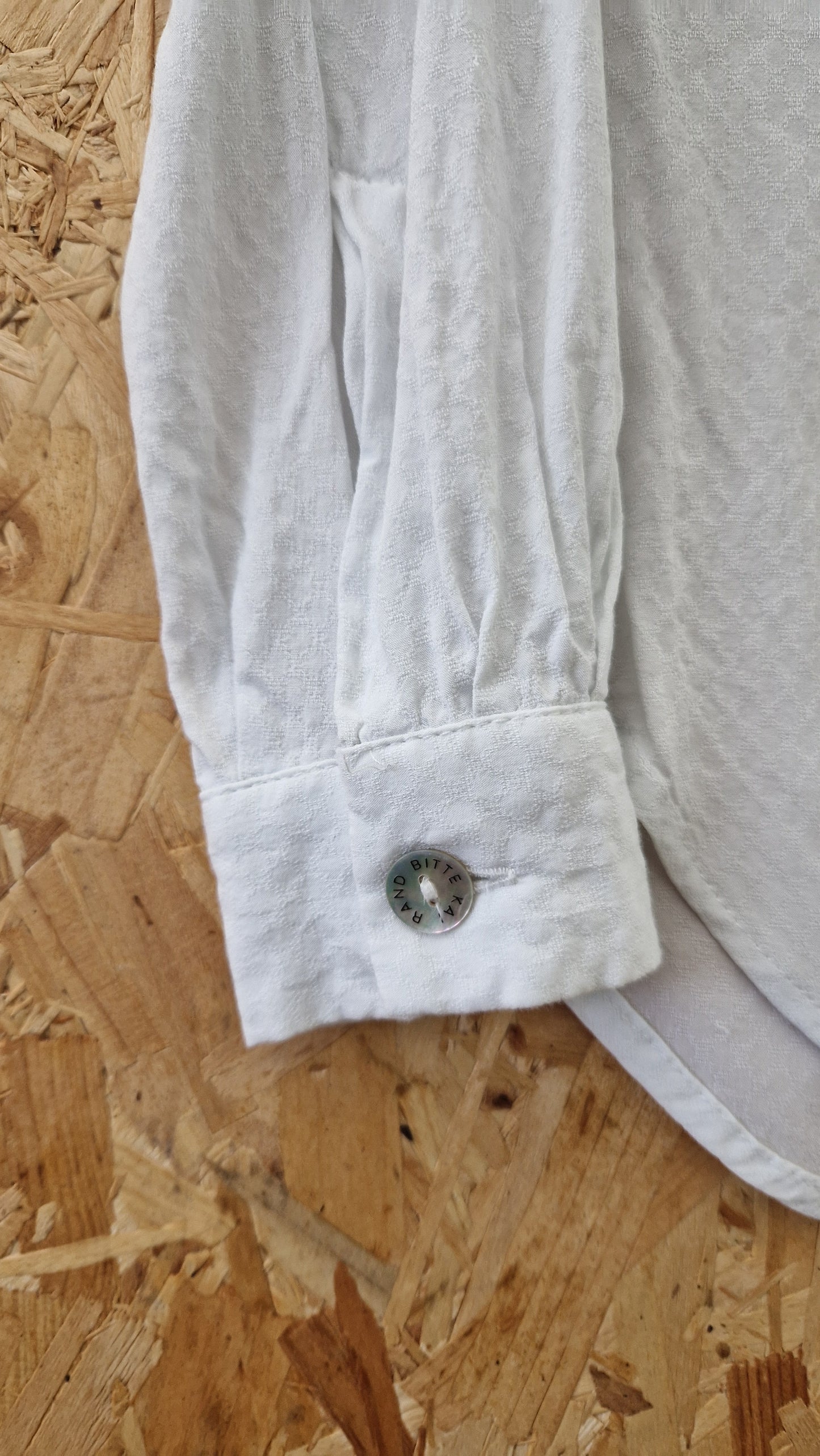 Preloved Bitte Kai Rand 1981 Textured Long Sleeve Fitted Blouse Size XSmall