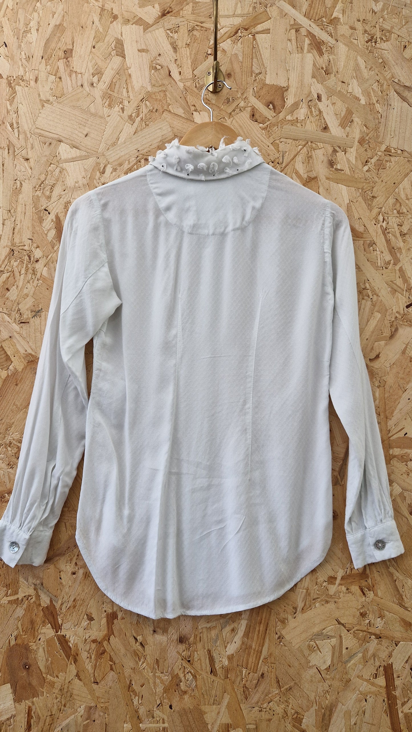Preloved Bitte Kai Rand 1981 Textured Long Sleeve Fitted Blouse Size XSmall
