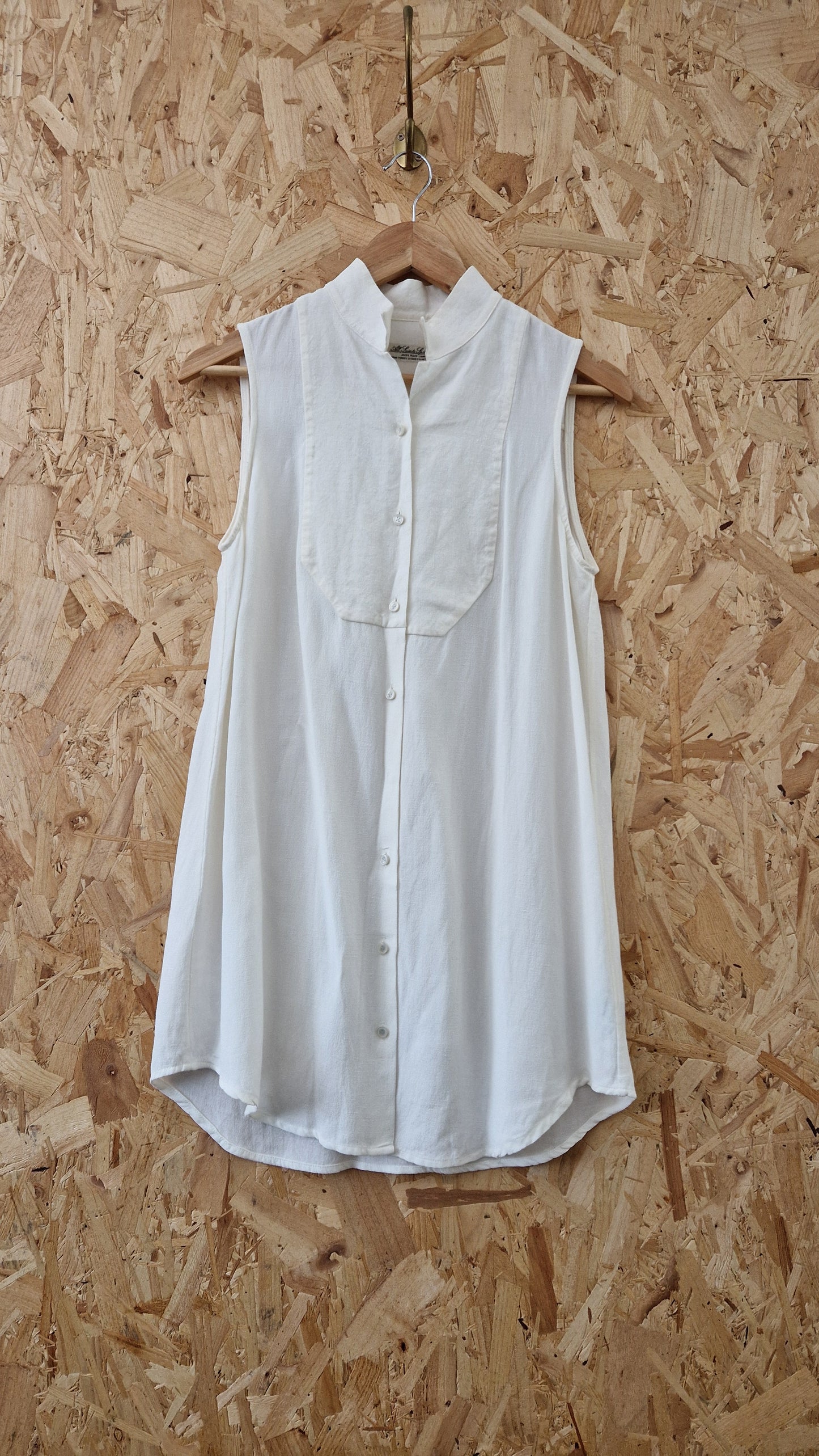 Preloved All Saints Button Through Sleeveless Blouse with Bib Detail Size 12