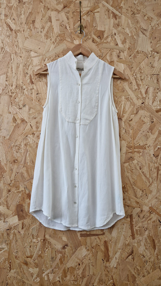 Preloved All Saints Button Through Sleeveless Blouse with Bib Detail Size 12