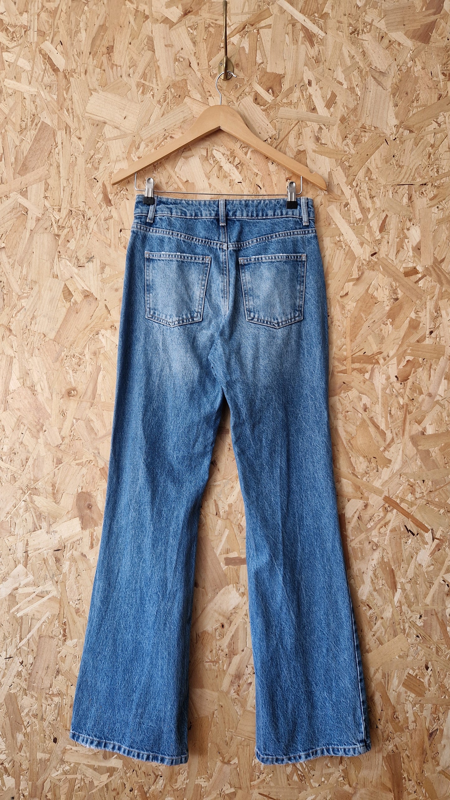 Preloved Topshop Bleached Flared Jeans Waist Size 28 Leg Length 32