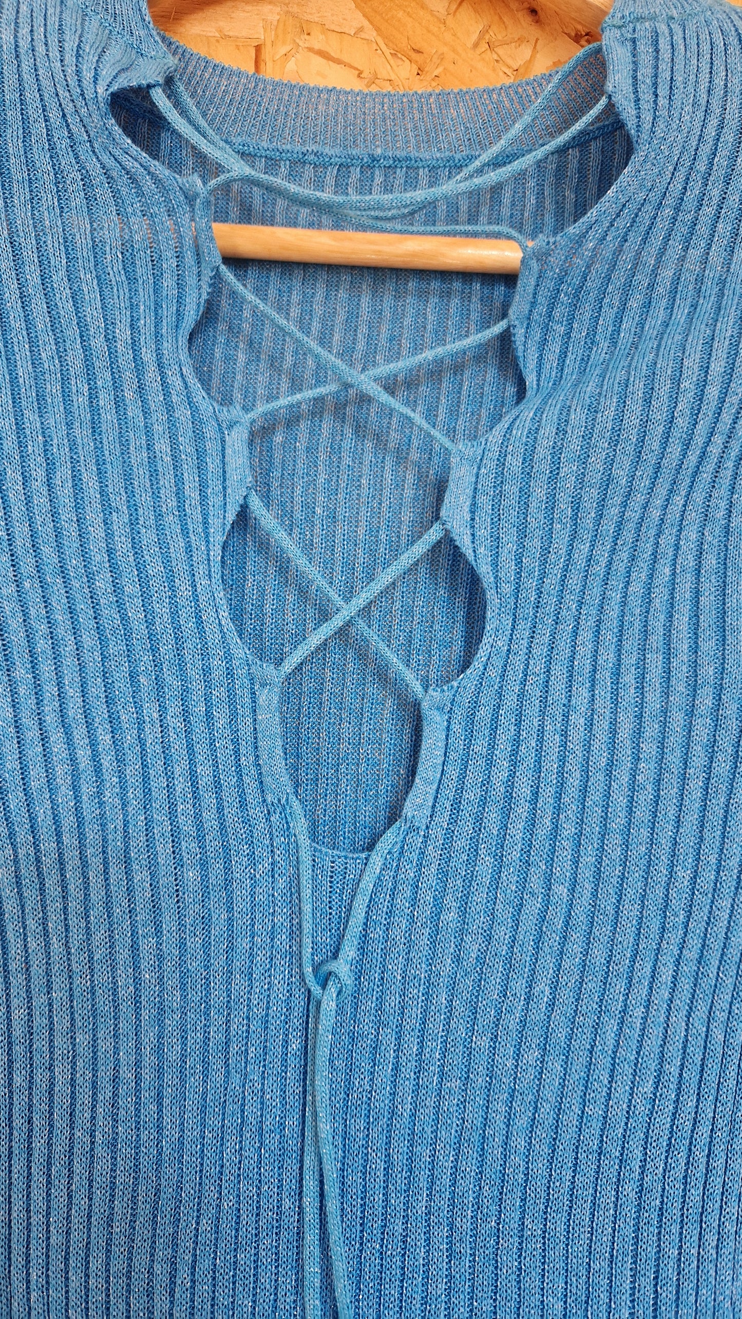 Preloved Mango Ribbed Lace-Up Top Size XSmall