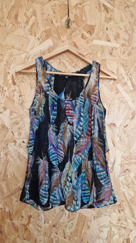 Preloved Warehouse Sleeveless Tiered Back Top Size 10