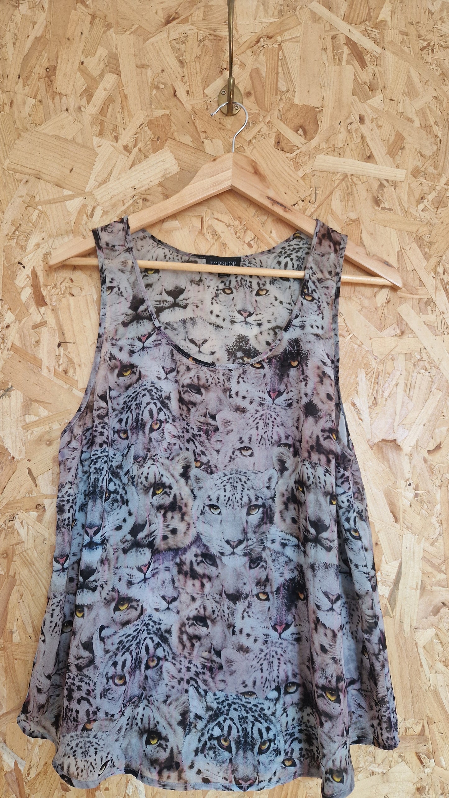 Preloved Topshop 'Leopard Face Print' Chiffon Vest Size 14