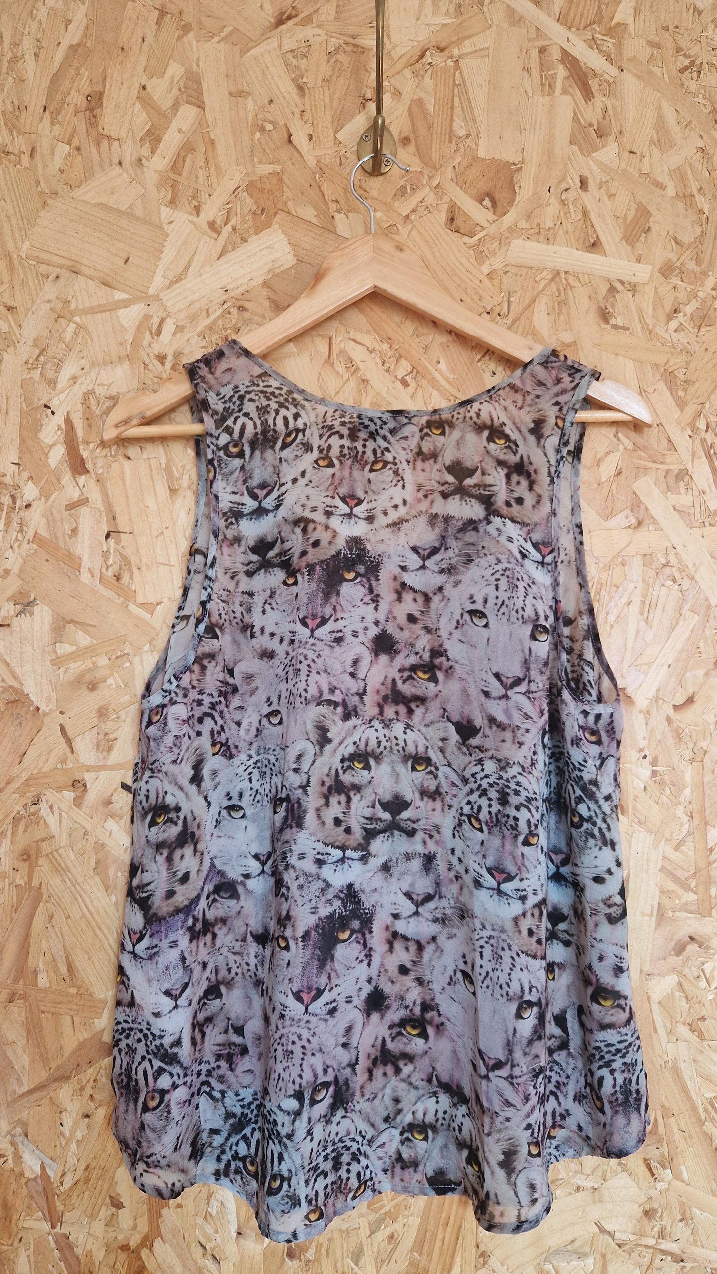 Preloved Topshop 'Leopard Face Print' Chiffon Vest Size 14