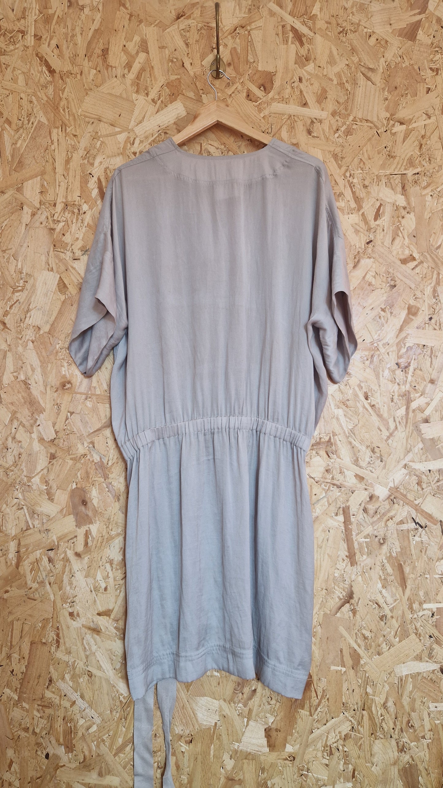 Preloved Lanvin Short Sleeve Dress with Elasticated Dropped Waist & Tie EU Size 38 UK Size 12