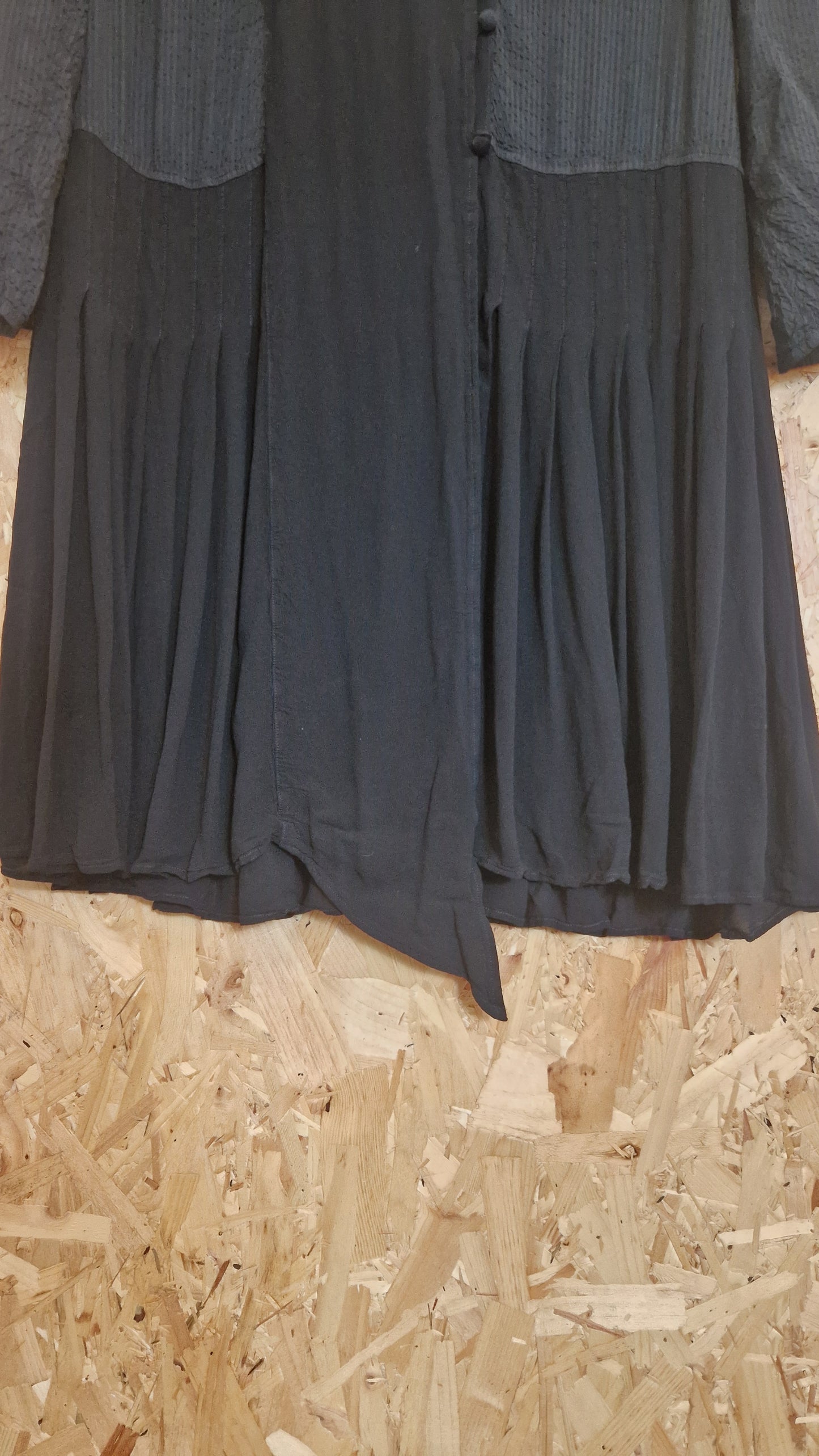 Preloved Ghost Mixed Fabric Button Front Dress with Pleated Skirt Size 12
