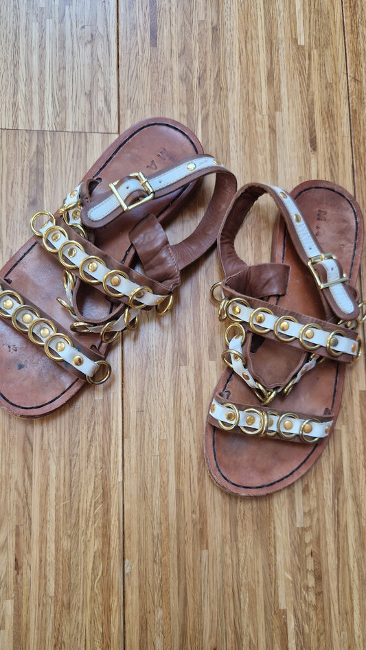 Preloved Marni Leather Strappy & Metal Detail Sandals Size 37