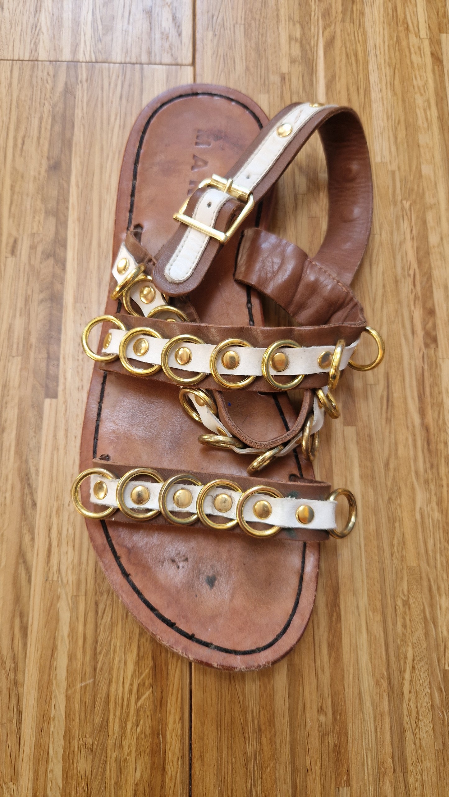 Preloved Marni Leather Strappy & Metal Detail Sandals Size 37