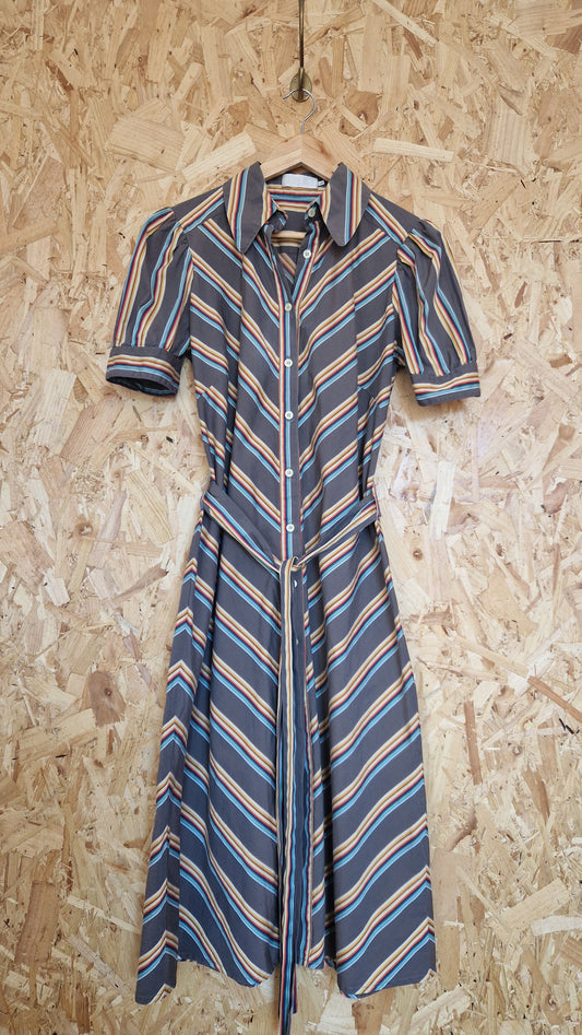 Preloved Simultane Short Puff Sleeve Button Through Shirtdress Size Large