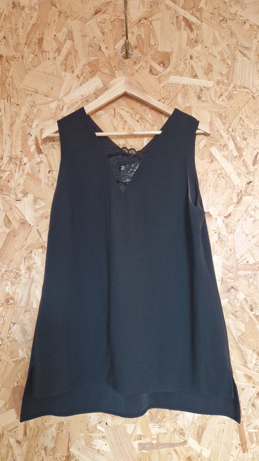 Preloved LK Bennett Sleeveless Top with Lace Insert Size 16