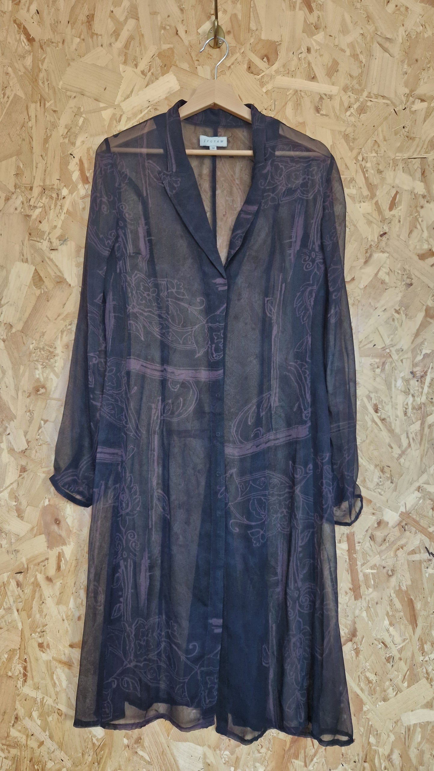 Preloved Jigsaw Long Sleeve Chiffon Over-shirt/ Dress Size 12
