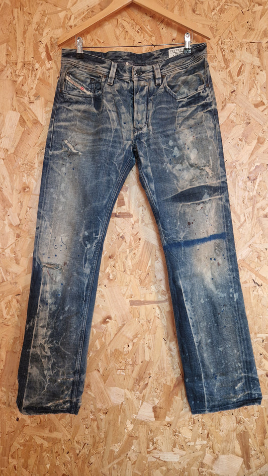 Diesel Larkee Jeans Sample - Unique Distressing & Details Waist Size 32 Leg Length 32