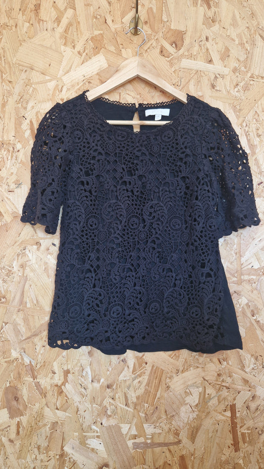 Preloved eri + ali Short Sleeve Crochet Front Top Size Medium