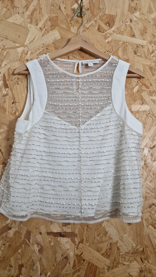 Preloved M&S Pearl Beaded Tank with Lining Size 12